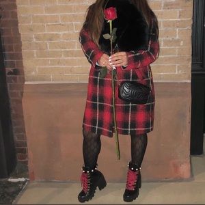 Zara Plaid Mid Pea Coat